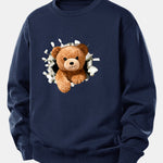 Bear Breaking Through The Wall Print Relax Fit Sweatshirt