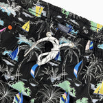 Palm Tree Sailboat Print Swim Shorts