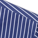 Long Sleeve Stripe Button Up Shirt & Elastic Waist Straight Leg Trousers