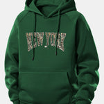 Camouflage New York Print Drawstring Hoodie