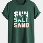 Regular Fit Sun Sand Palm Tree Print Cotton T-Shirt