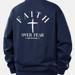 Faith Over Fear Cross Print Relax Fit Sweatshirt