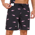 2 In 1 Pink Shark Print Swim Shorts