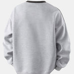 Relax Fit Stripe Waffle Crew Neck Sweatshirt