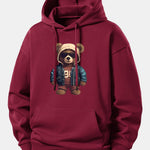 Bear In Leather Jacket Print Relax Fit Hoodie