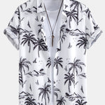 Palm Tree Island Print Button Up Shirt