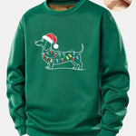 Christmas Light Dog Print Teddy Fleece Lined Sweatshirt