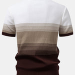 Striped Gradient Knitted Polo Shirt & Straight Leg Ribbed Pants
