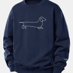 Line Dachshund Print Relax Fit Sweatshirt