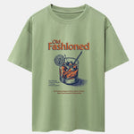 Vintage Whiskey Print Drop Shoulder Oversize T-Shirt