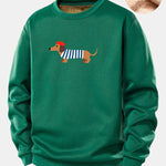 French Dachshund Print Teddy Fleece Lined Sweatshirt