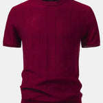 Striped Jacquard Crew Neck Sweater Knitted T-Shirt