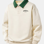 Relax Fit Brooklyn Print Contrast Polo Sweatshirt