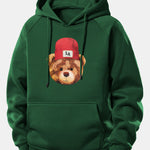 Los Angeles Bear Print Drawstring Hoodie
