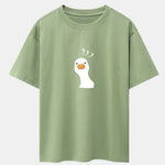 Doubtful Goose Print Drop Shoulder Oversize T-Shirt