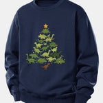 Dinosaur Christmas Tree Print Relax Fit Sweatshirt