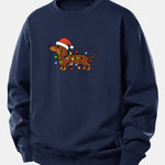 Christmas Colorful Light Dog Print Relax Fit Sweatshirt