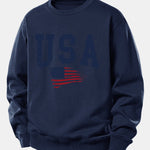 USA Flag Print Relax Fit Sweatshirt