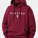 Blessed Cross Print Relax Fit Hoodie