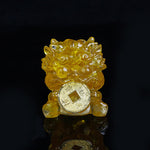 Buddha Stones Handmade Cute PiXiu Gold Coin Crystal Fengshui Energy Wealth Fortune Home Decoration