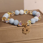 Buddha Stones Natural Aquamarine Flower Healing Crystal Bracelet