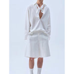 Deep V Neck Oversized Draped Tie Neck Shirt
