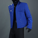 Heavy Beaded Diamond Collarless Blazer