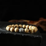 Buddha Stones Tibet Peach Wood Lotus Cinnabar Bagua Yin Yang Luck Wealth Bracelet