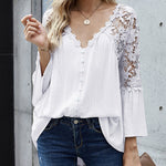 Zeagoo Lace Boho Blouses Crochet Flowy Bell Sleeve Button Down Casual T Shirts
