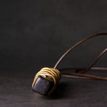 Buddha Stones Tibet Ebony Wood Brass Balance Peace Necklace Pendant