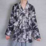 Ink-print Cross-neck Short Cardigan