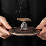 Buddha Stones Small Person Meditation Ceramic Spiritual Healing Incense Burner