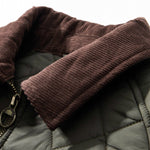 Corduroy Collar Diamond Pattern Casual Cotton Jacket