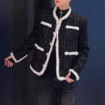 Paneled Raw-edge Tweed Jacket
