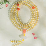Buddha Stones 108 Mala Beads 925 Sterling Silver Natural Citrine Red Agate White Jade Prosperity Charm Bracelet