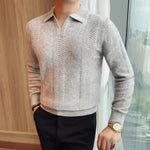 Lyocell V-neck Collared Slim Fit Knit Sweater