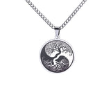 Buddha Stones The Tree of Life Titanium Steel Connection Necklace Pendant