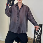 Shiny Casual Solid Color Party Stage Show Shirt