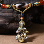 Buddha Stones Handmade Buddha Snake Skull Head Dzi Bead Serenity Rope Necklace Pendant (Extra 35% Off | USE CODE: FS35)