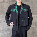 Brocade Embroidered Bamboo Patchwork Buttoned Short Blazer