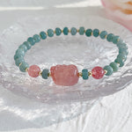 Buddha Stones Natural Hetian Jade Pearl Peace Buckle Fu Character Gourd Money Bag Strawberry Quartz PiXiu Luck Bracelet