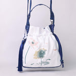 Buddha Stones Embroidered Lotus Koi Fish Crane Camellia Cotton Linen Tote Crossbody Bag Shoulder Bag Handbag