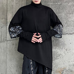 Half Turtleneck Pullover Asymmetrical Top