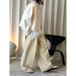 Women's High-waisted Pleated Belted Wide-leg Casual Trousers