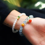 Buddha Stones Aquamarine Red Agate Peace Gourd Charm Bracelet