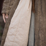 Ramie Hand-tied Tie-dyed Padded Thickened Women's Long Cotton Coat