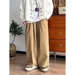 Japanese Retro Zippered Pocket Wide-Leg Pants