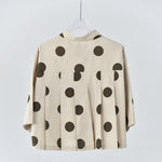 Women's Polka Dot Pleated Retro Collared Short Shirt