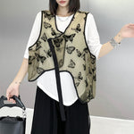 Flocked Butterfly Irregular Vest