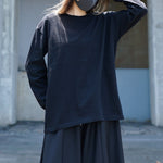 Pure Black Versatile Loose Long Sleeves
